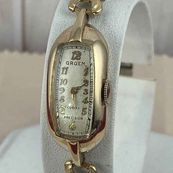 Vintage Gruen Curvex 17 Jewel 1941 Art Deco Ladies Watch 14K Gold Filled - Picture 3 of 11